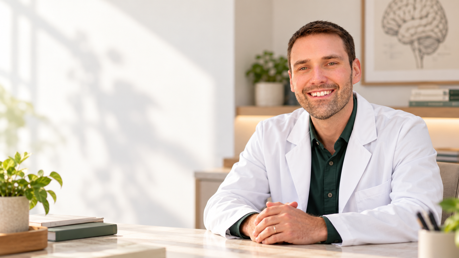 Kyle Smith, PharmD, MBA, in a bright pharmacy office